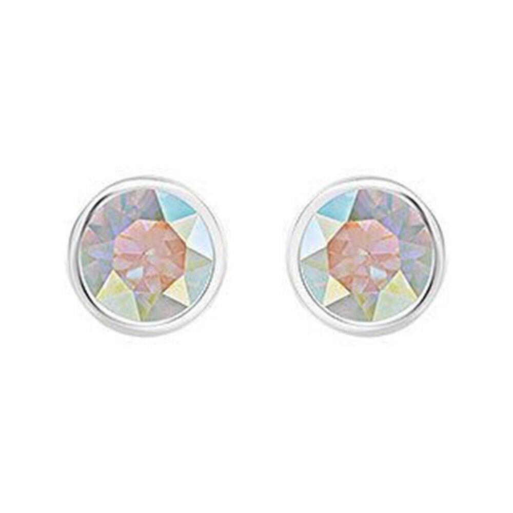 Swarovski Aurora Borealis Solitaire Studs Pierced Earrings Rhodium 5101343