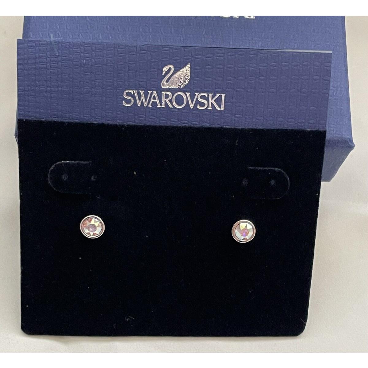 Swarovski Light Rose Crystal Solitaire Studs Pierced Earrings Silver 5101343