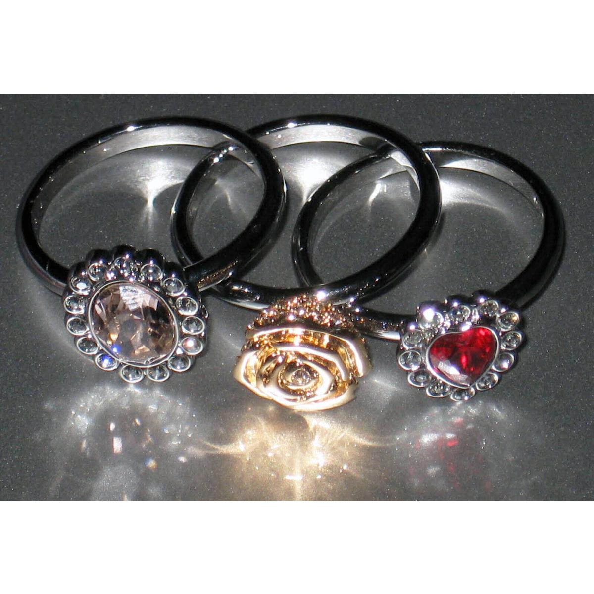 Swarovski Crystal Mimosa Set of 3 Rings Large/58/8 1065357