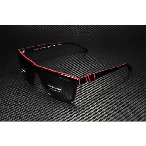 Ralph Lauren Polo PH4153 566881 Black Red Polarized Grey 58 mm Men`s Sunglasses