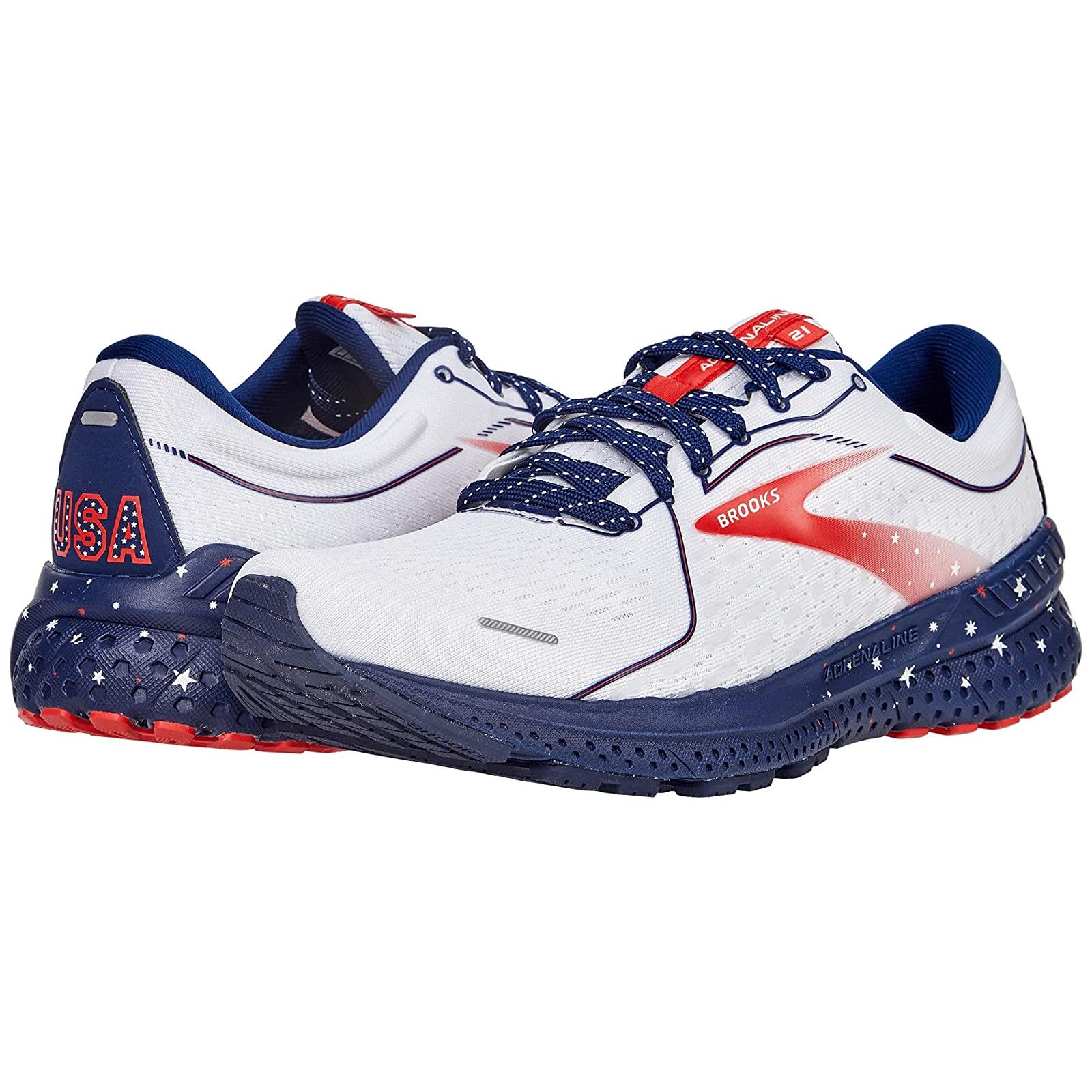 Man`s Sneakers Athletic Shoes Brooks Adrenaline Gts 21 White/Blue/Red