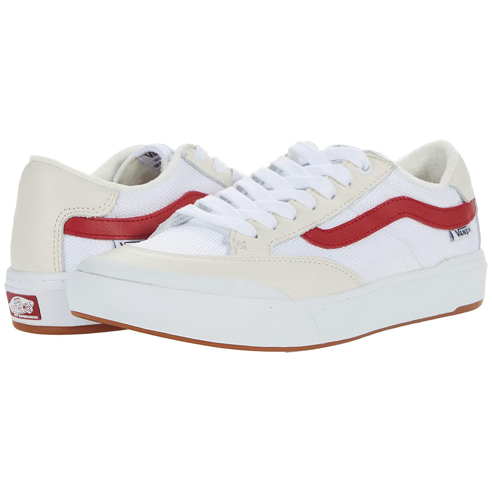 Man`s Sneakers Athletic Shoes Vans Berle (Sport VTG) White/Chili Pepper Leather