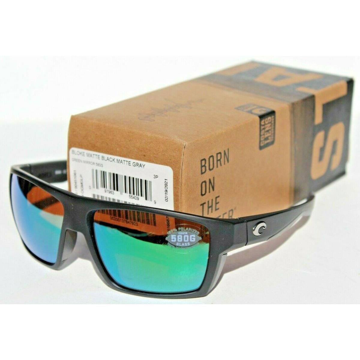 Costa Del Mar Bloke Polarized Sunglasses Matte Black Gray/green Mirror 580G