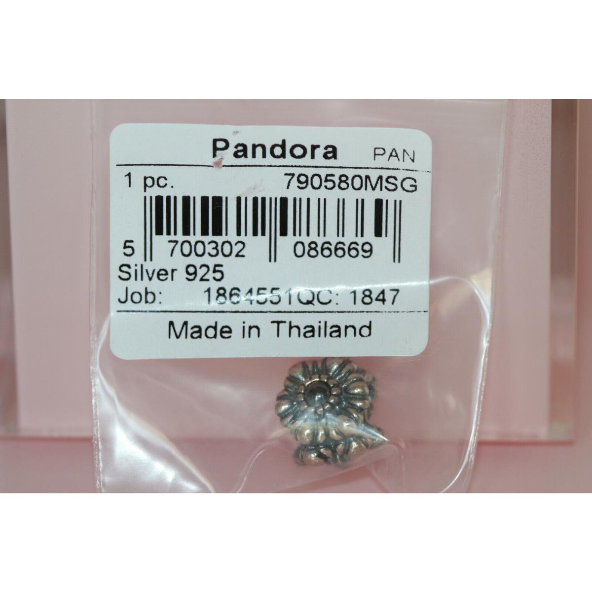 Pandora Birthday Blooms Charm Retired 790580msg Bagtag Box Moonstone Grey