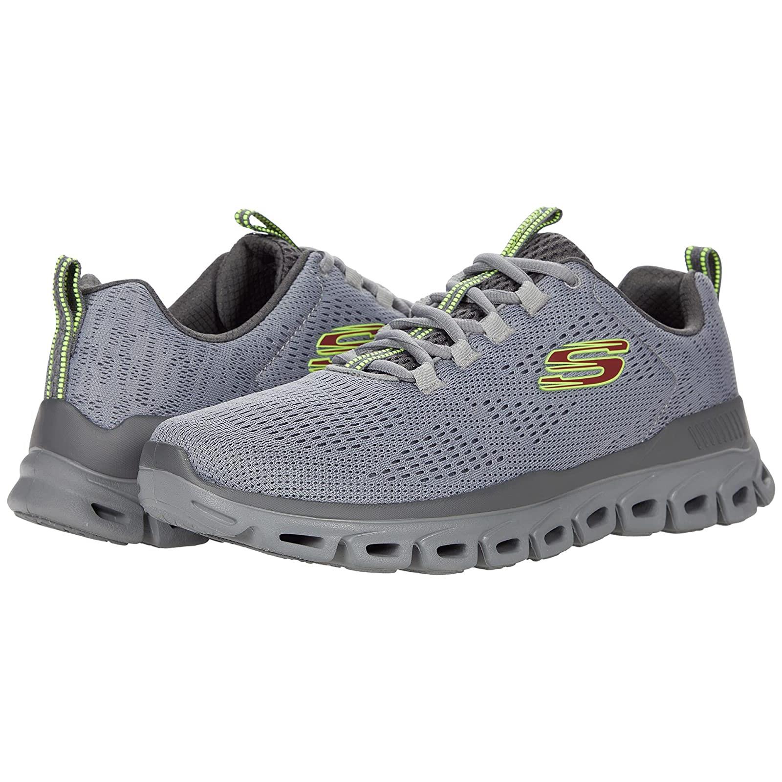 Man`s Sneakers Athletic Shoes Skechers Glide Step Fasten Up Gray