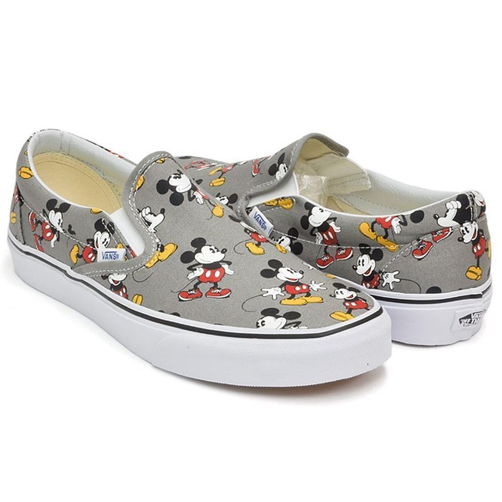 Vans Off The Wall Unisex X Disney Mickey Mouse Frost Grey Classic Slip-on Shoes - Gray