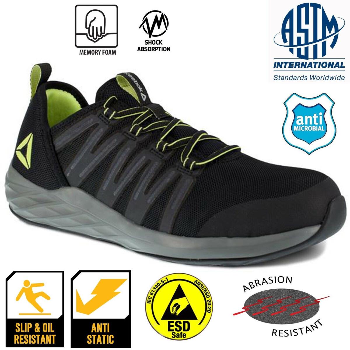 Reebok Steel Toe Static Dissipative Slip Heat Resistant Work Shoes Esd Safe Astm