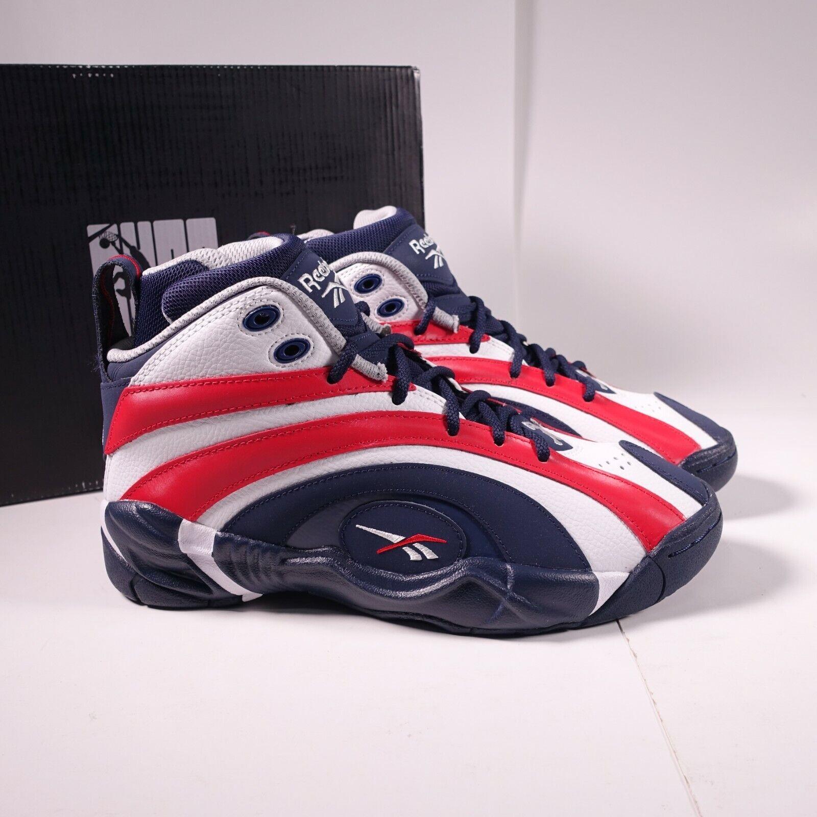 Size 8.5 Men`s Reebok Shanqnosis Basketball Shoes FV2971 Navy/white/red