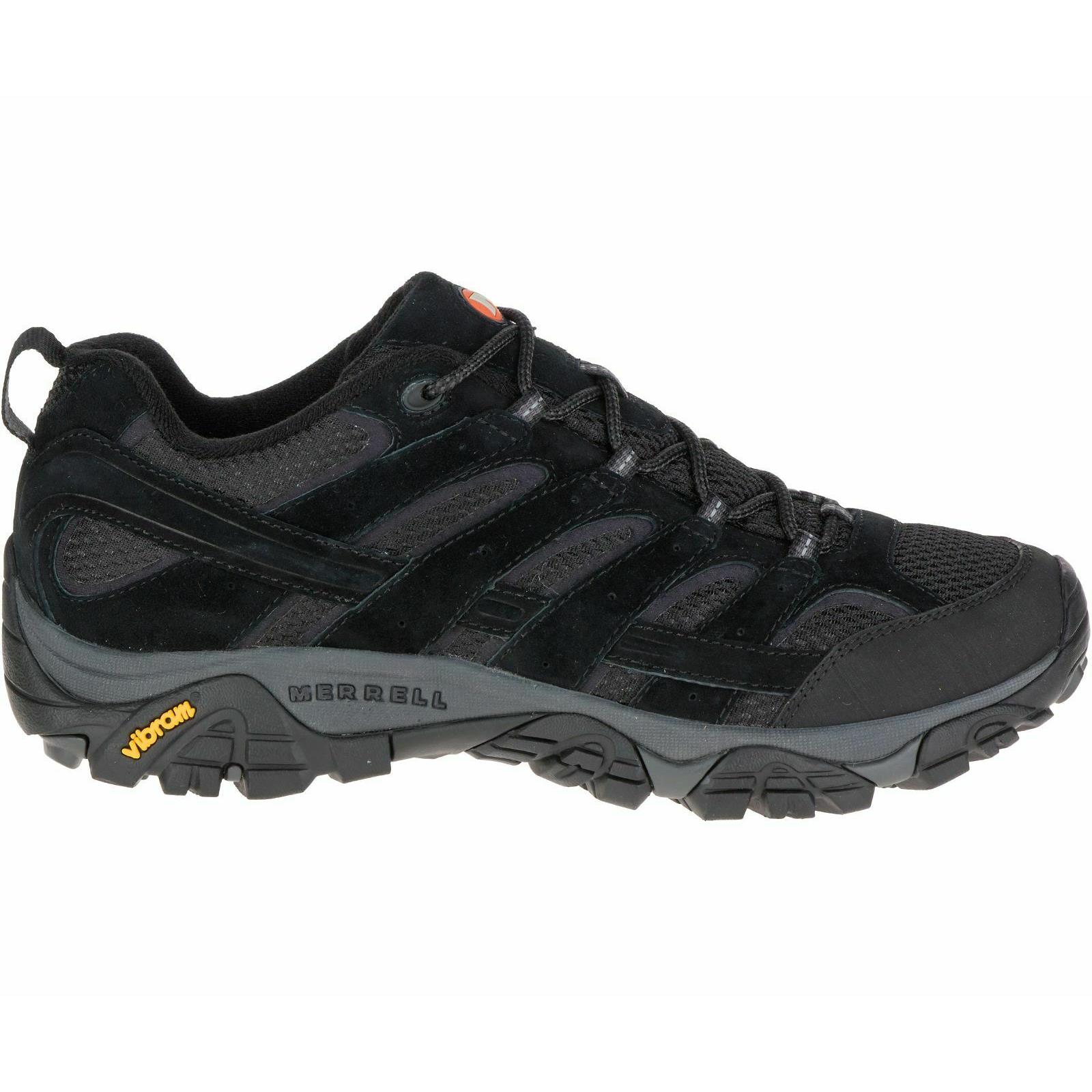 Merrell Men`s Shock Absorbing Hiking Athletic Lightweight Leather Shoes Black