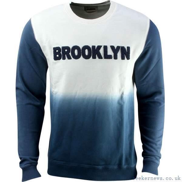Puma Brooklyn Logo Crew Sweat Pristine Sweatshirt Blue Mens L LG Top Bwgh