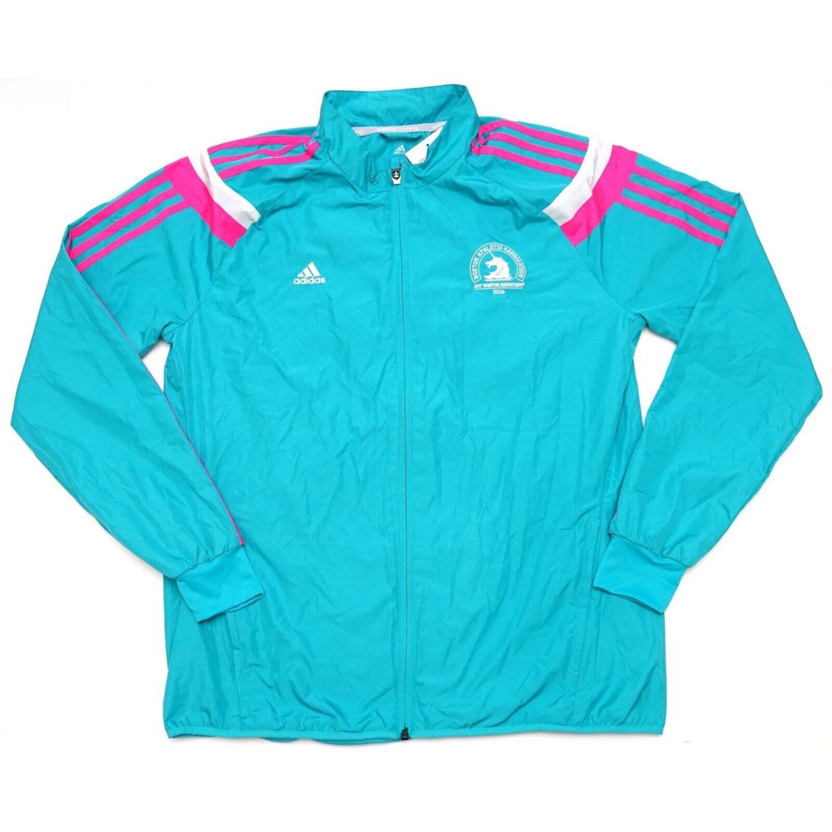 Adidas 2016 Boston Marathon Teal Anthem Women`s Windbreaker Jacket L