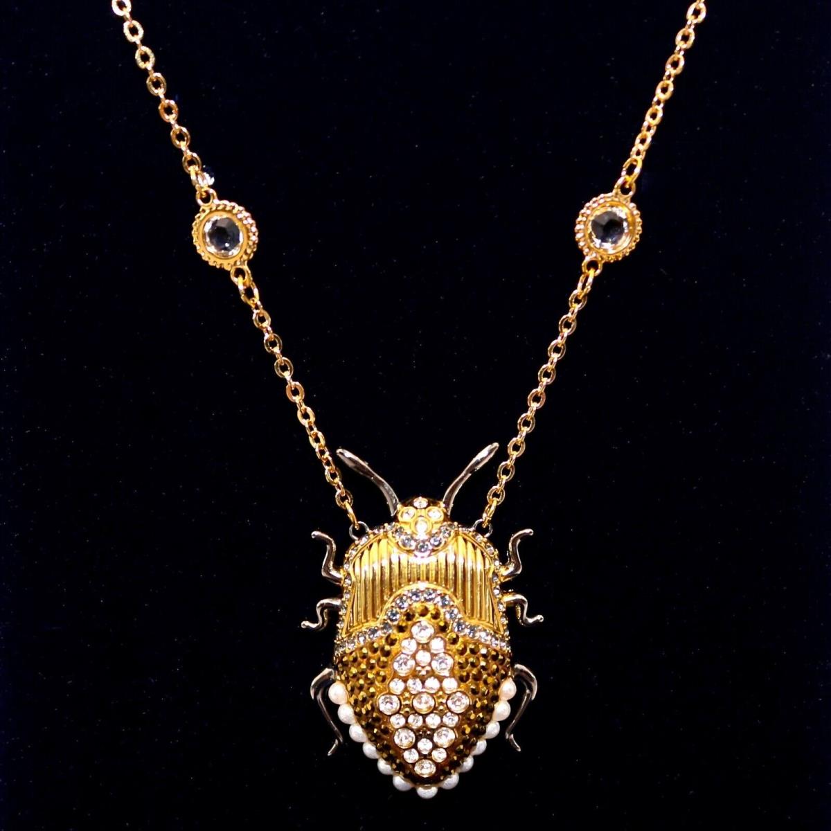 Swarovski Magnetic Gold Scarab Beetle Long Pendant