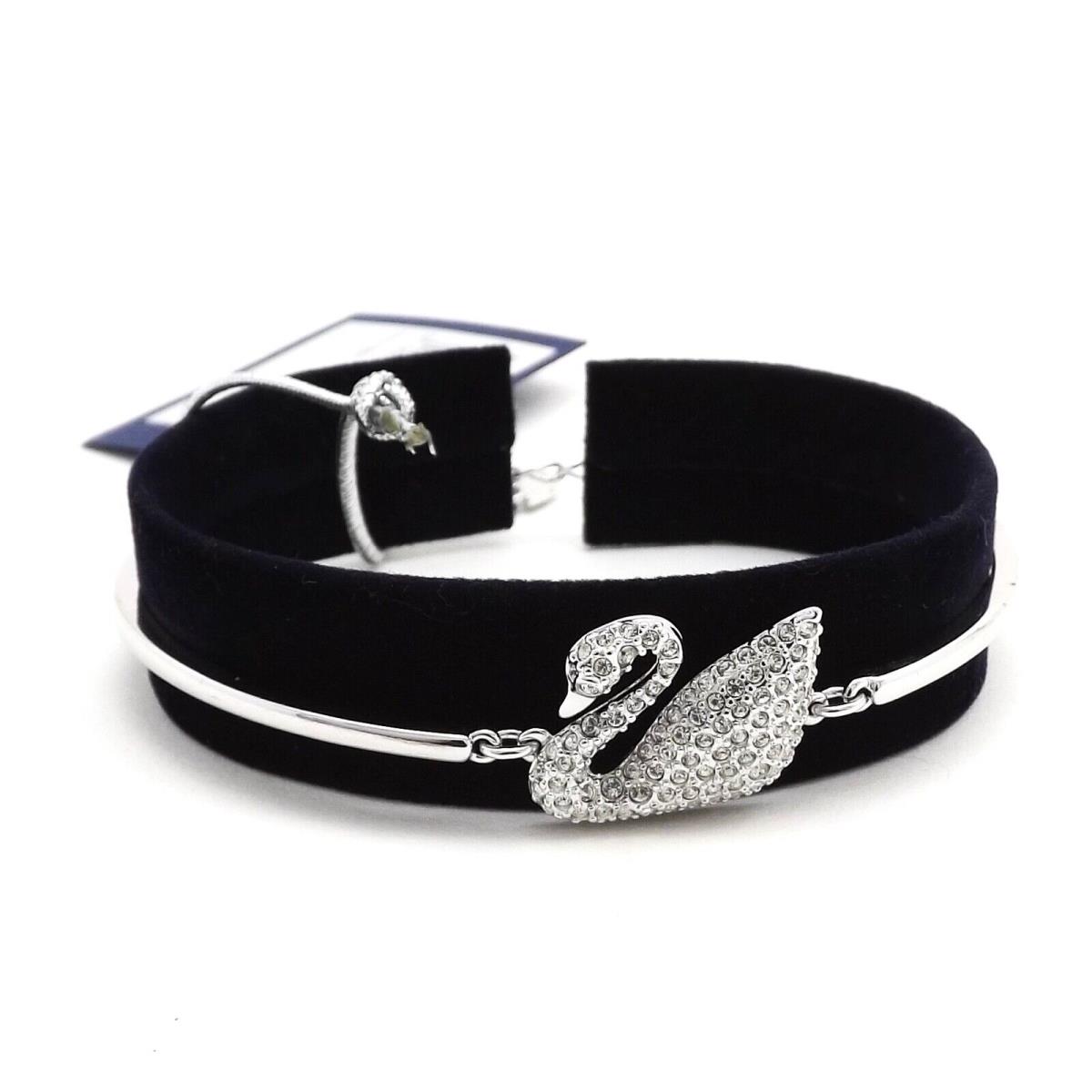 Swarovski Swan Crystal Rhodium Bangle Bracelet Adjustable Size