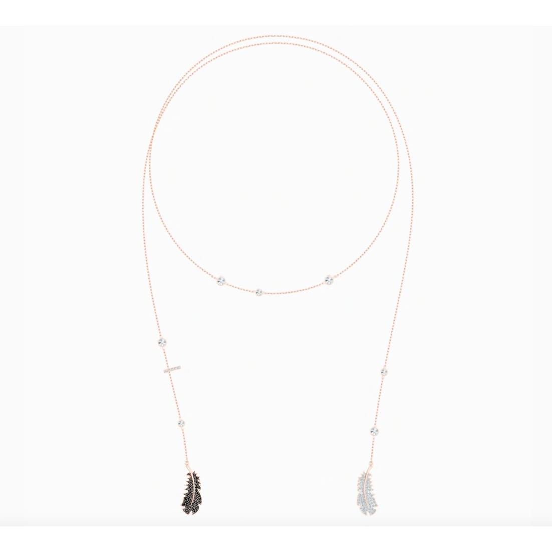 Swarovski Naughty Necklace Double Wrap Feather Rose Gold -5495290