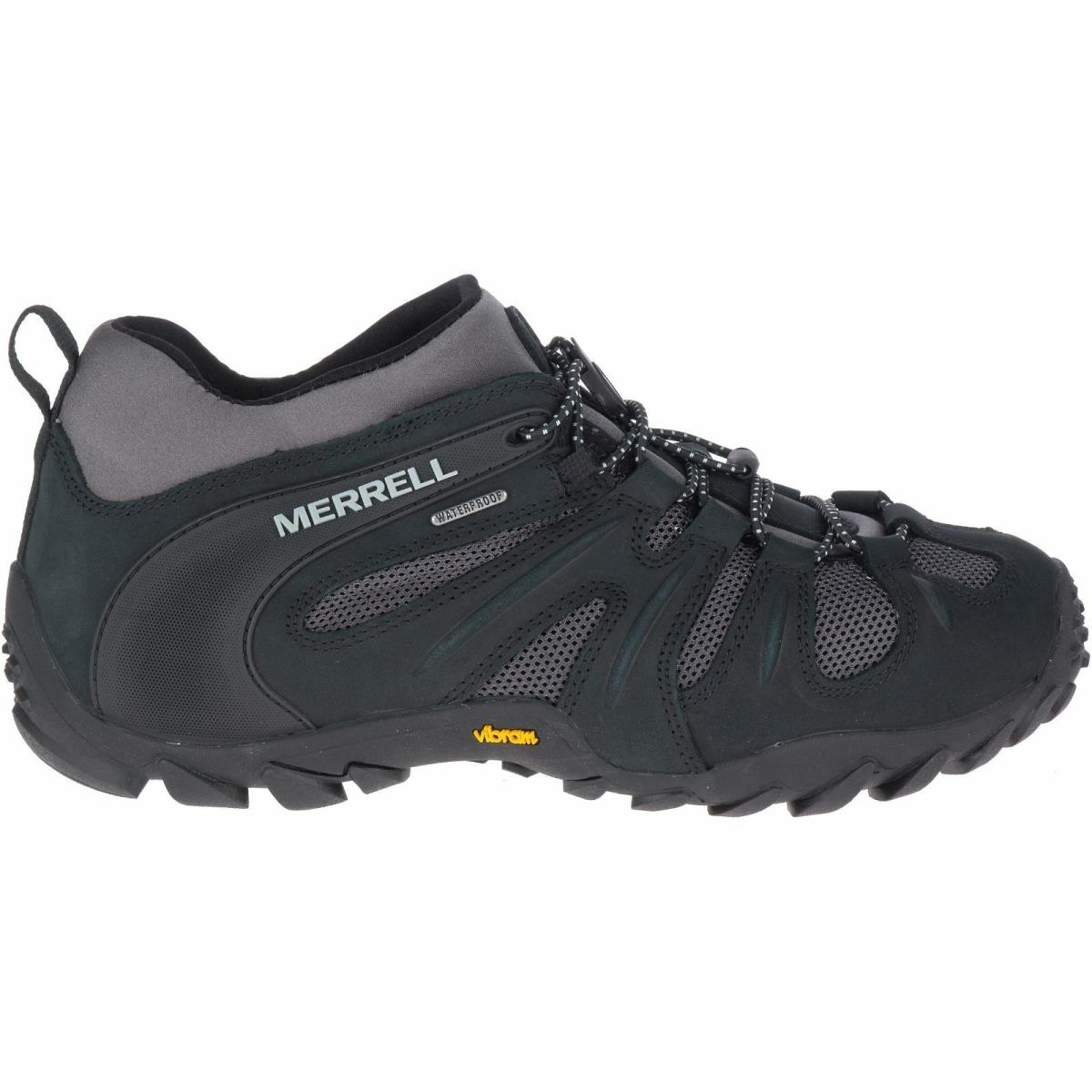 Merrell Men`s Waterproof Shock Absorbing Moisture Wicking Hiking Leather Shoes WATERPROOF Black