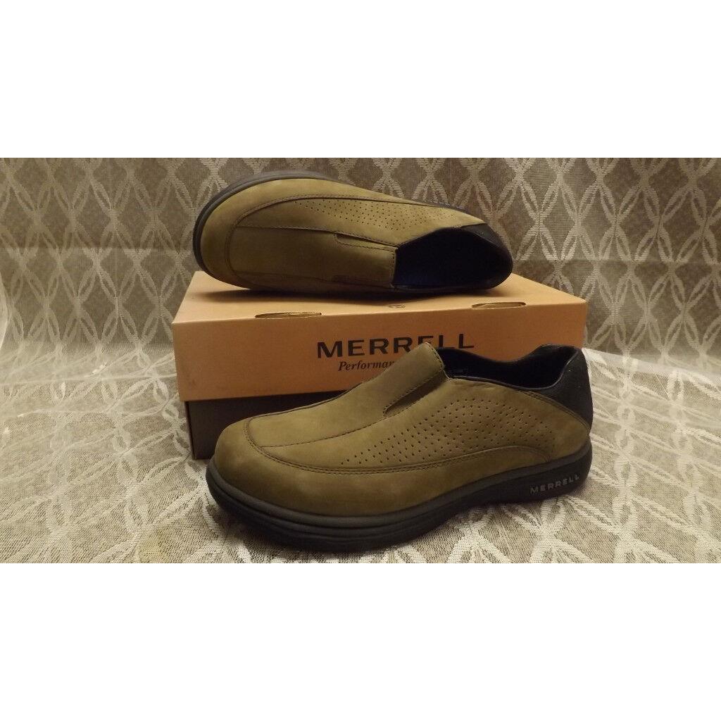 Merrell Topo Perf Moc Stone Leather Slip-on Shoes sz 8.5 M Euro 42