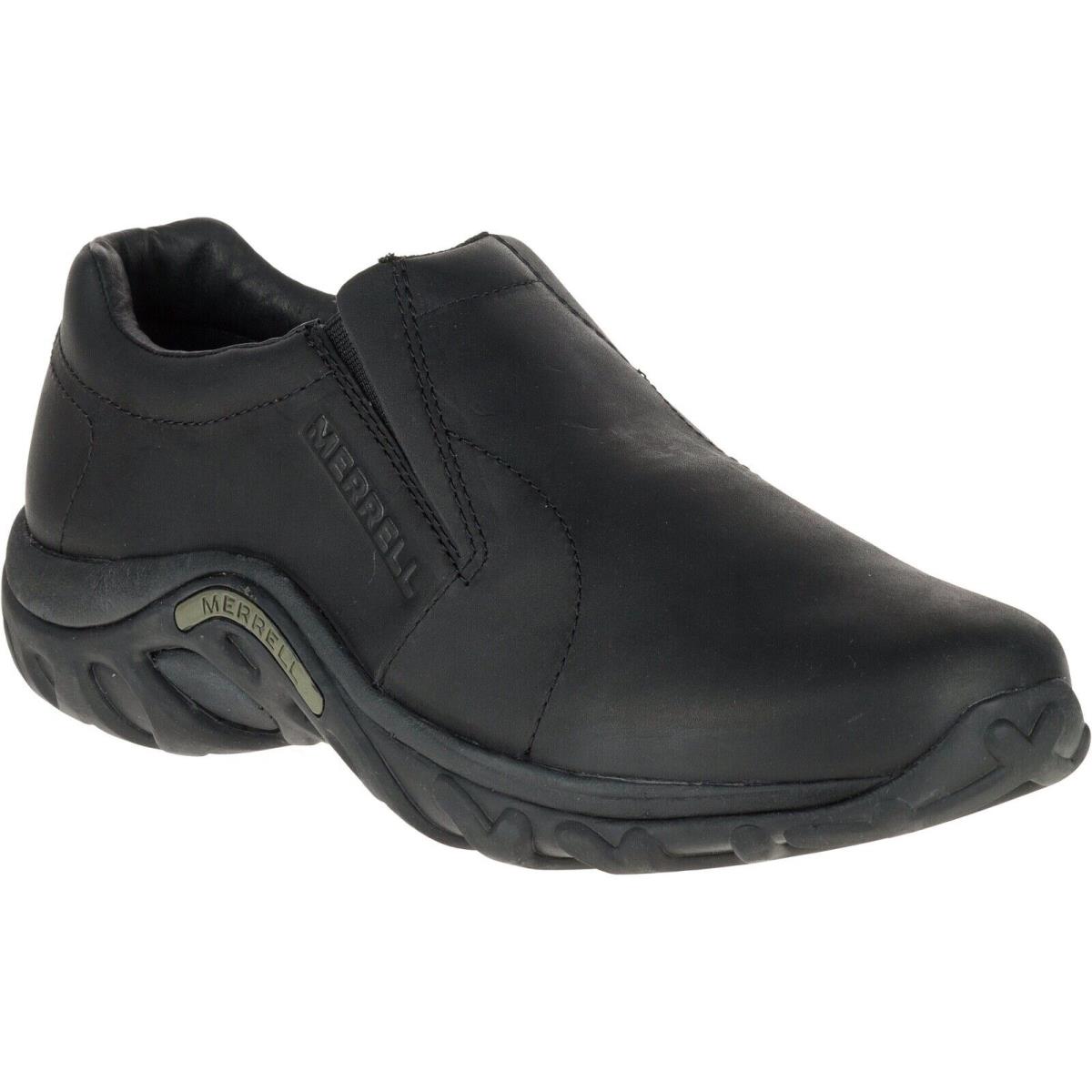 Mens Merrell Jungle Moc Leather Slip On Shoes Size 7.5 Midnight Black J60889