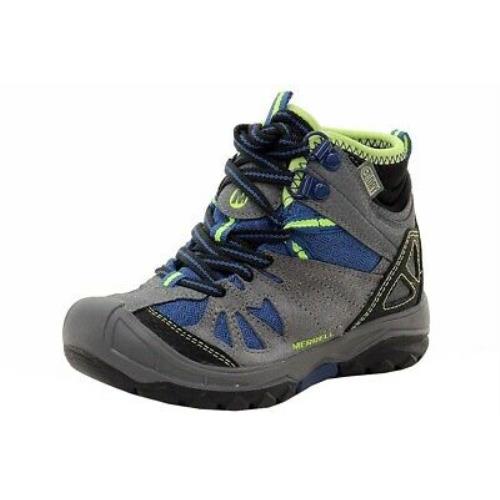 Merrell Toddler Boy`s Capra Mid Waterproof Grey/blue Hiking Boots Shoes Sz: 10T