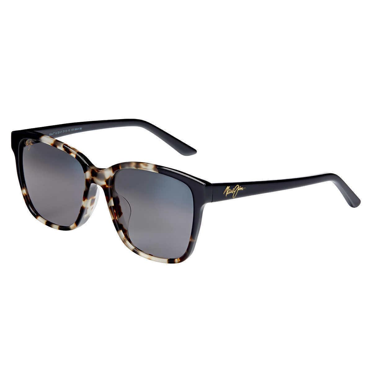 Maui Jim Moonbow 726-61 White Tokyo Gloss Black Sunglasses Polarized Gray Lenses