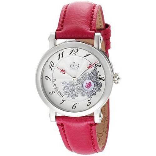 Juicy Couture 1900668 Rotating Disc Pink Leather Strap Swarovski Women`s Watch