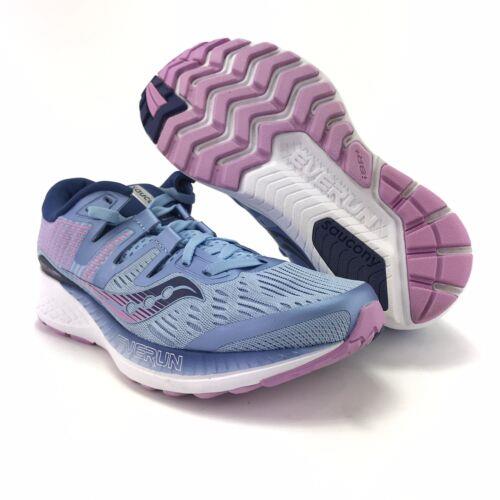 Saucony Womens Ride Iso Blue Navy Purple Running Shoes S10444-1 Size 5 M