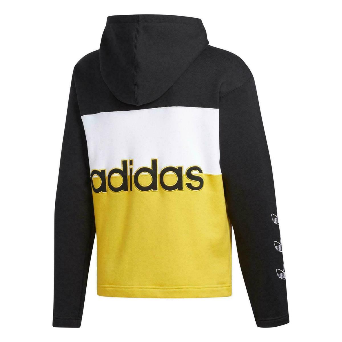 Adidas Originals Men`s S Full Zip Hoodie Trefoil Black White Yellow Warm Comfy