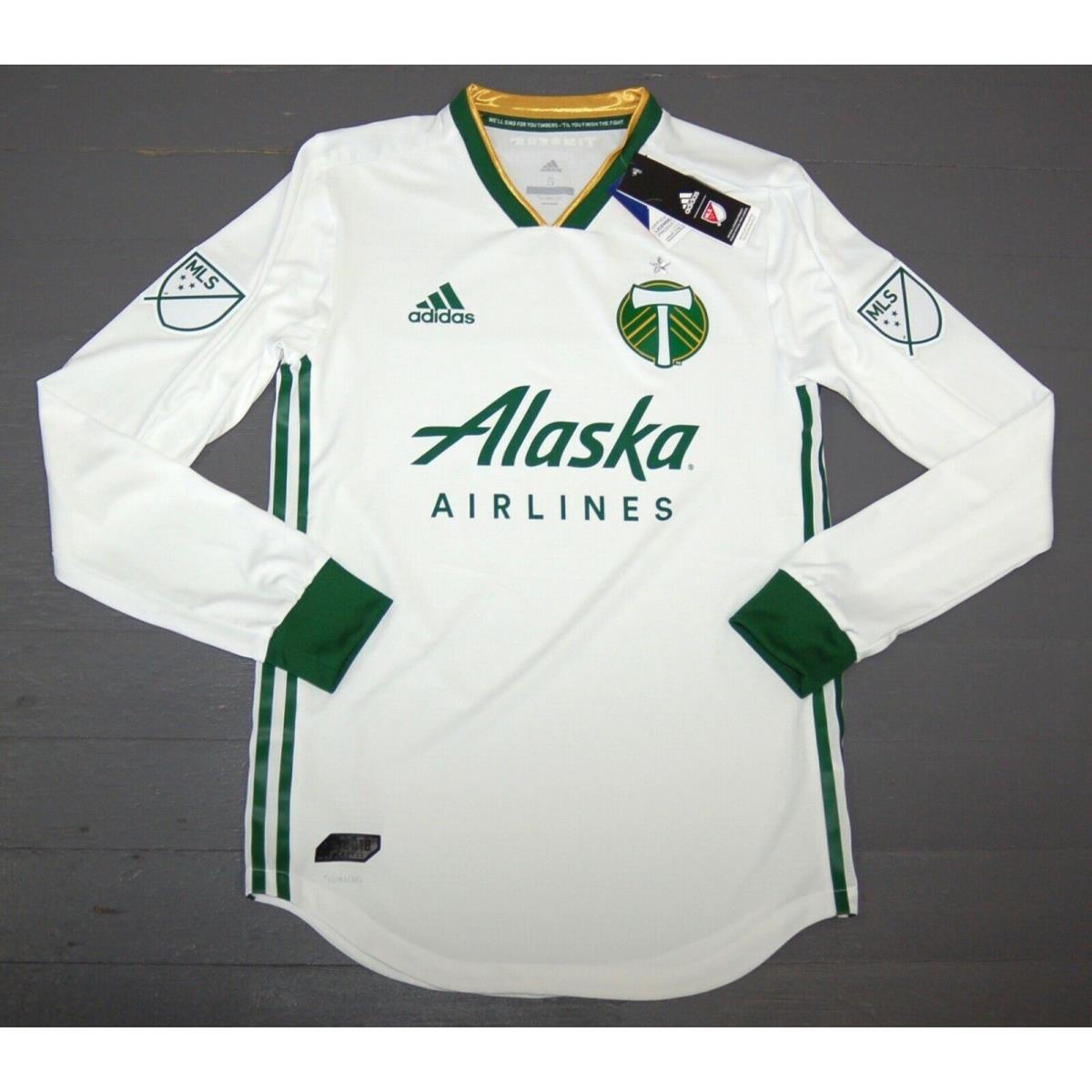 Adidas Men`s Portland Timbers Away Player Issue Long Sleeve Soccer Jersey Sizes