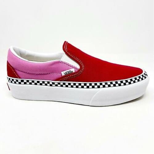 Vans Classic Slip On Platform 2-Tone Chili Pepper Red Womens Casual Shoes