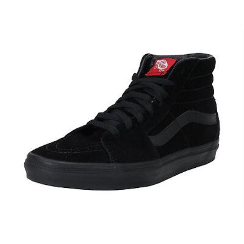 Vans Women Big Girls Sneaker SK8 Hi Top All Black Suede Skate Fashion Shoes - Black