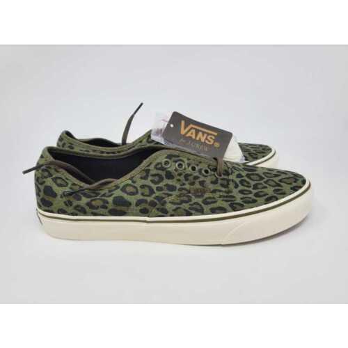 Men`s 11.5 12 J Crew X Vans Colab Washed Leopard Olive Shoes
