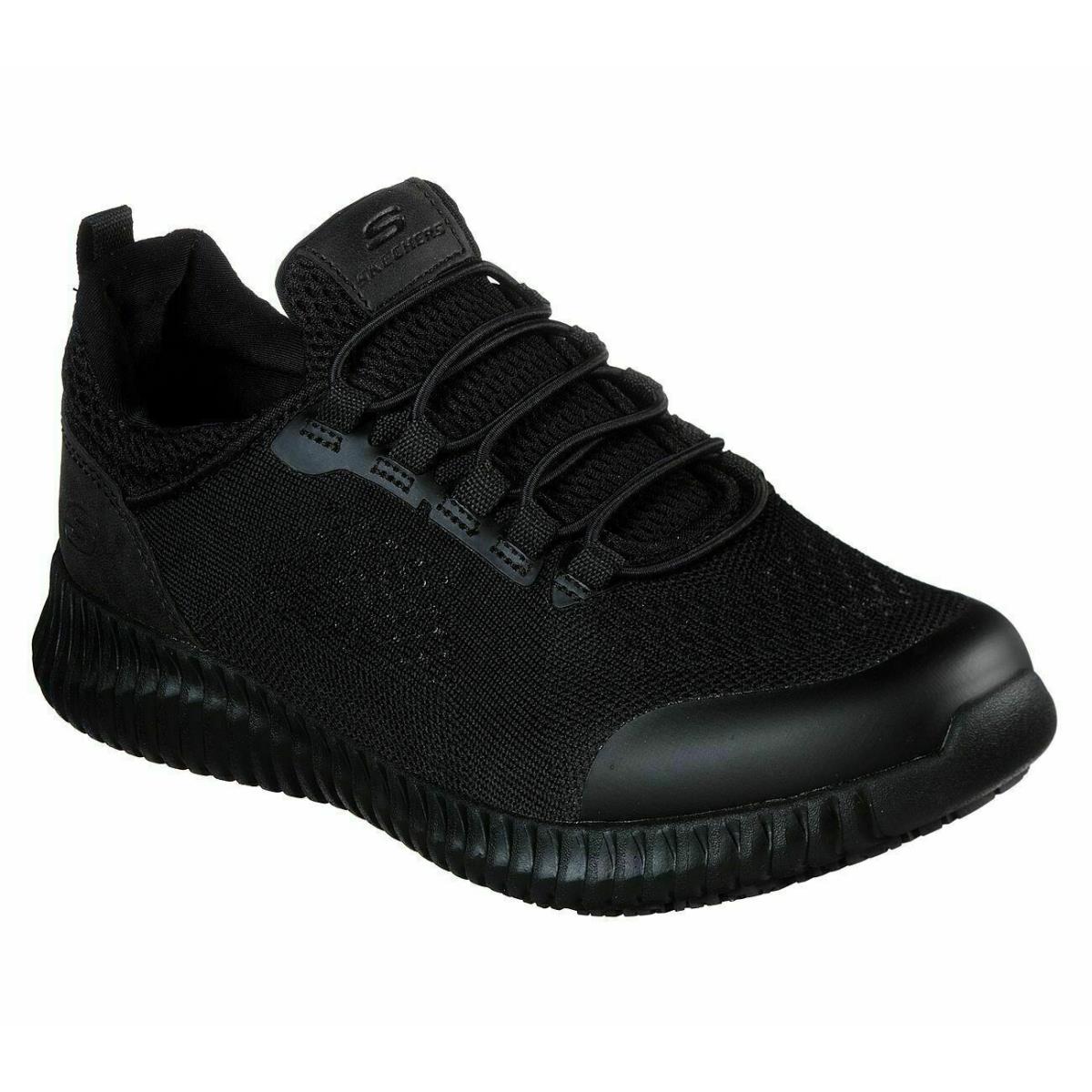 Skechers Black Shoes Women Work Memory Foam Slipon Slip Resistant 77260 Blk