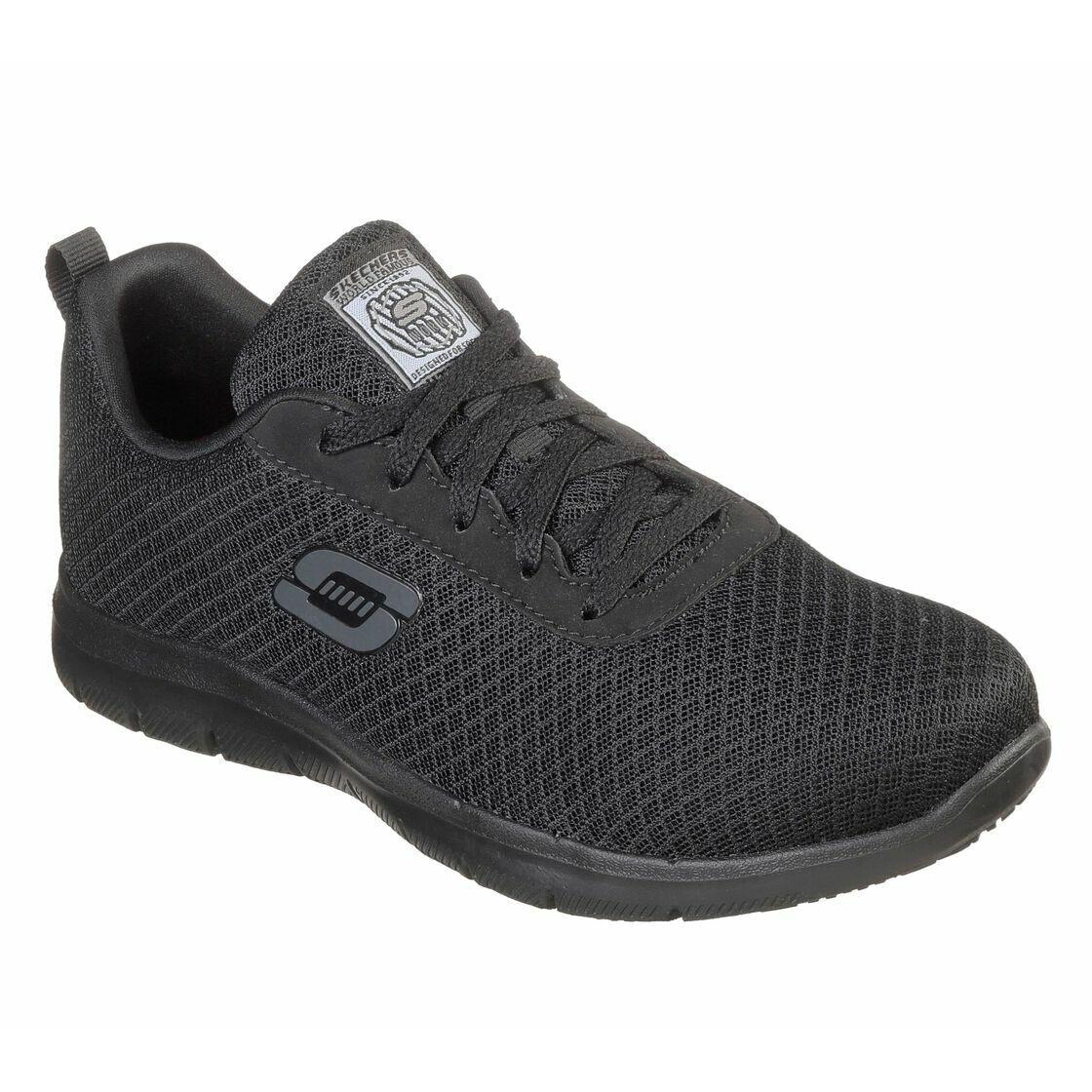 Skechers Work Black Shoes Women Memory Foam Slip Resistant EH Safe Comfort 77210 - Blacks
