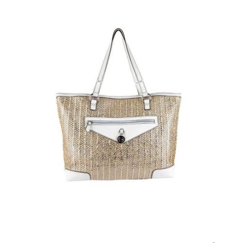 Juicy Couture Palm Shimmer Straw Tote Bag