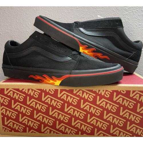 Vans Old Skool Skate Shoes Black Flame Wall Off The Wall Men s SZ 10.5