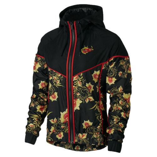 Nike Sports Wear Nsw Floral Windrunner Printed Women`s Jacket Black 922188-010 - Black/Red/Yellow