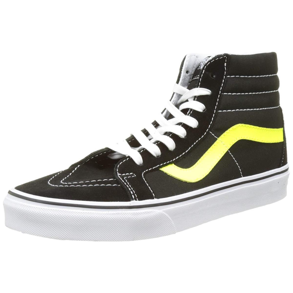 Vans Unisex Sk8-Hi Reissue Skate Shoes-black/neon Yellow-10.5-Women 9-Men