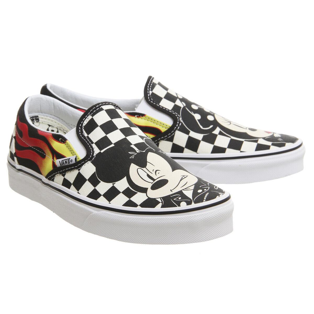 Vans Kids Youth X Disney Mickey Minnie Mouse Classic Slip-on Shoes Mickey & Minnie/Checkerboard Flame