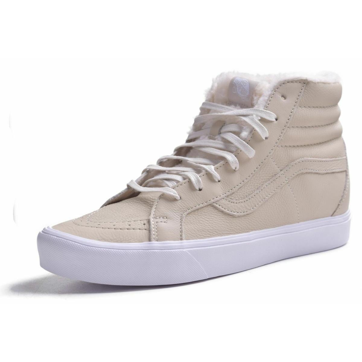 Vans Sk8 Hi Classic Sherpa Cement Taupe Leather Skateboard Shoes Mens Womens