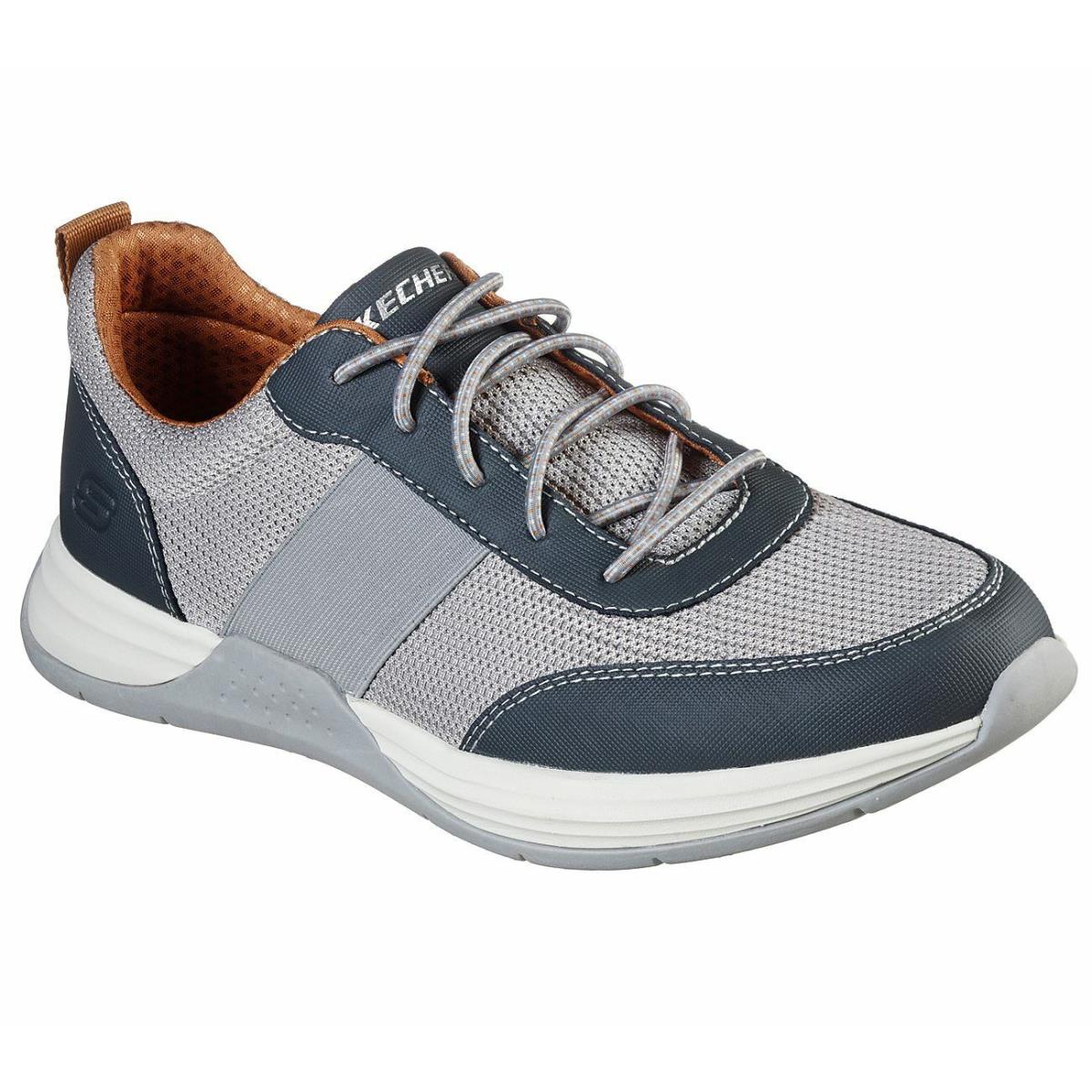 Men`s Skechers Evano Neslo Spo Casual Shoes 210038 /ltgy Multi Sizes Light Grey - Light Grey
