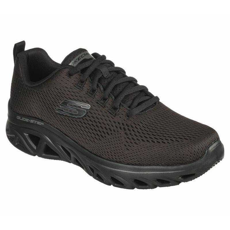 Skechers Glide Black Shoes Men Memory Foam Mesh Sport Soft Comfort Casual 232270