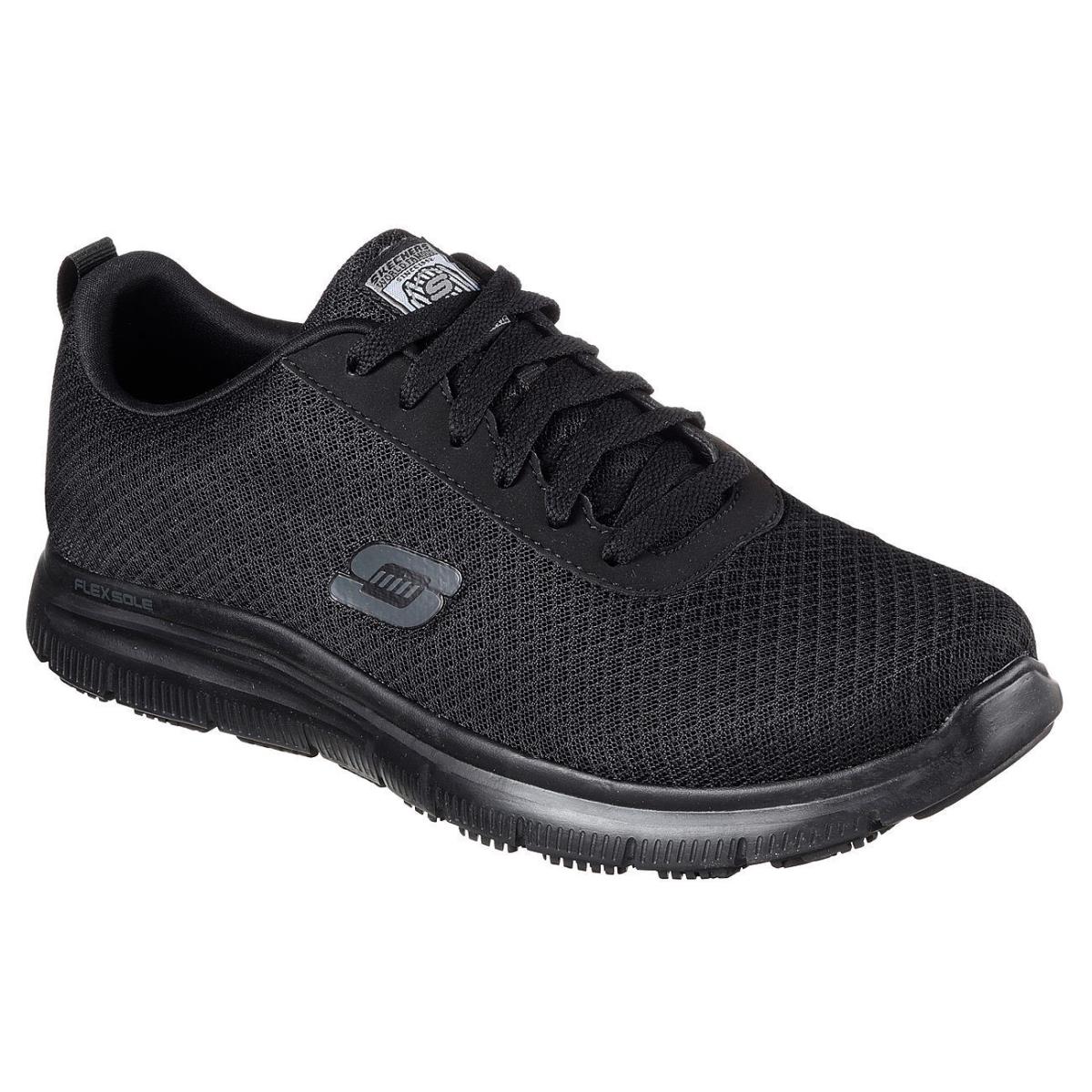 Skechers Shoe Work Wide Width Black Men Comfort Slip Resistant Memory Foam 77125 - Blacks