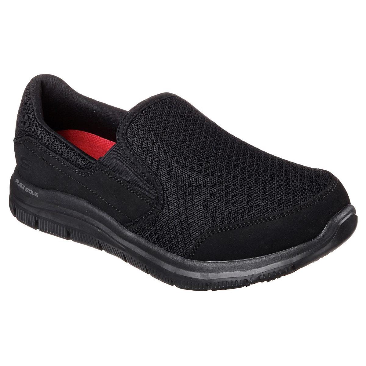 Skechers Work Black Shoes Women Memory Foam Flex Comfort Slip On Resistant 76580