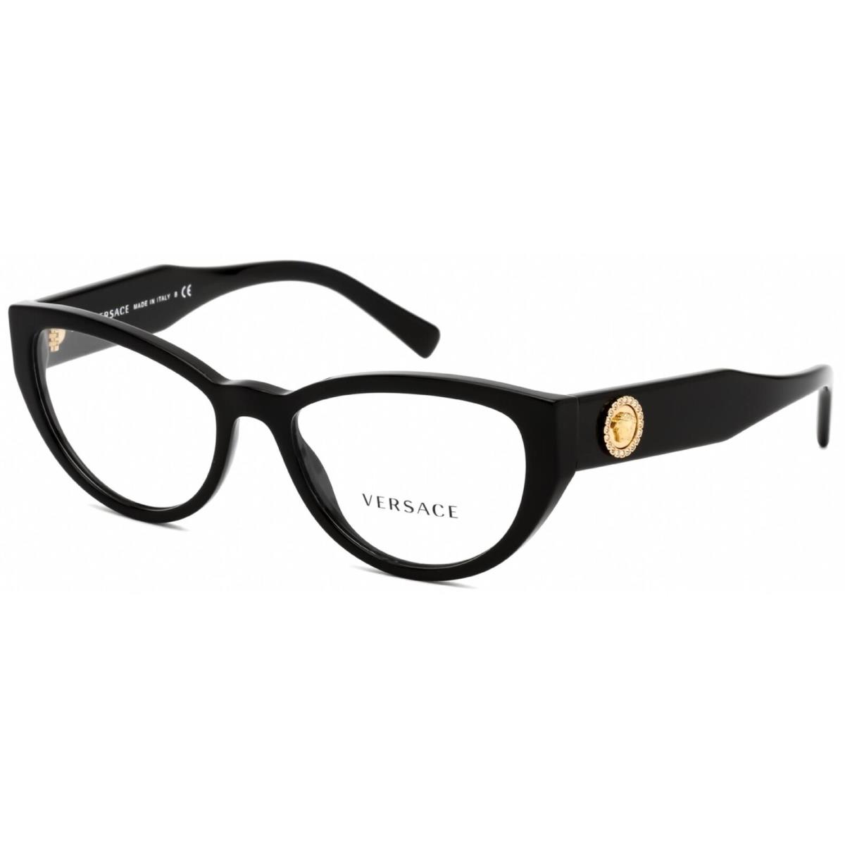 Versace Women`s Eyeglasses Clear Lens Cat Eye Black Plastic Frame VE3280B GB1