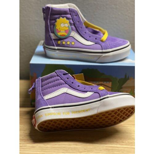 Vans x The Simpsons Unisex Shoes SK8 HI Zip Lisa For President Prez Kids SZ 12.5