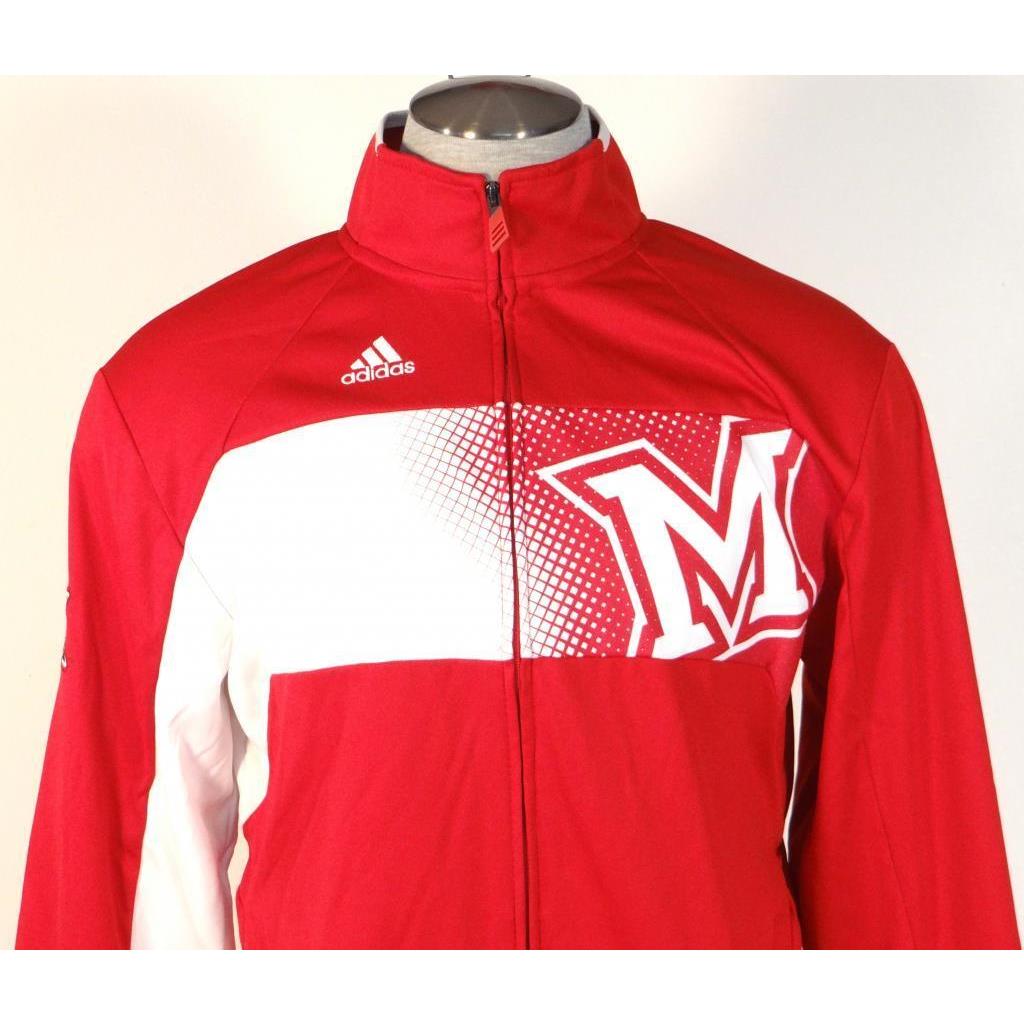 Adidas Climawarm Collegiate Miami University Red White Track Jacket Mens