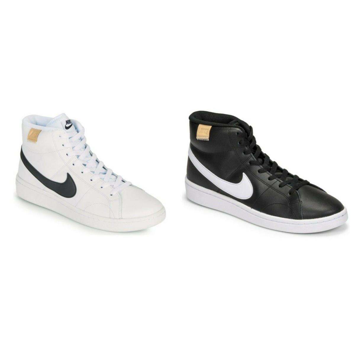 Nike Court Royale 2 Mid Top Men`s Sneakers Casual Retro 80`s Shoes - Black
