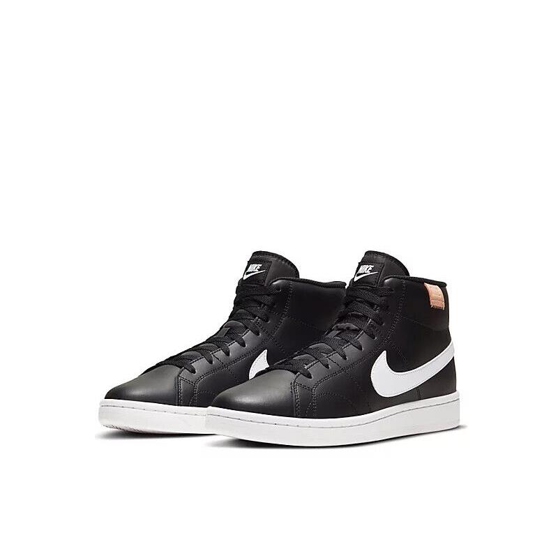 Nike Court Royale 2 Mid Top Men`s Sneakers Casual Retro 80`s Shoes Black/White Logo