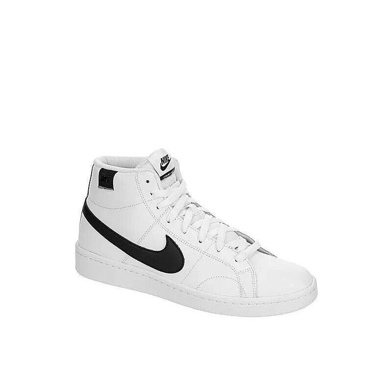 Nike Court Royale 2 Mid Top Men`s Sneakers Casual Retro 80`s Shoes White/Black Logo