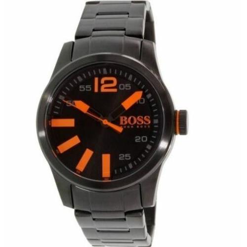 hugo boss mens watch black and orange