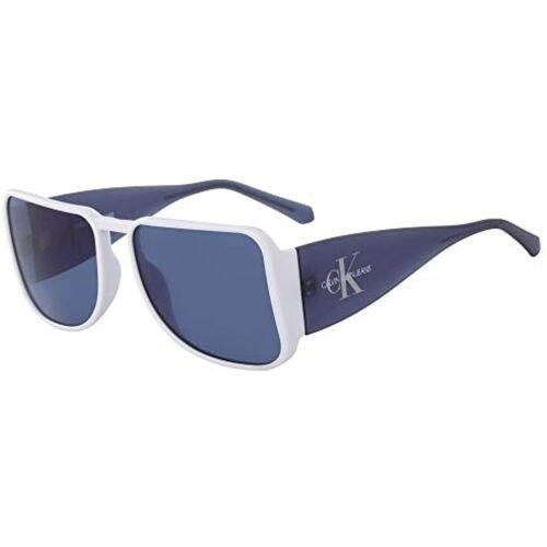 Calvin Klein Jeans CKJ18501S 100 White Sunglasses with Blue Lenses Case